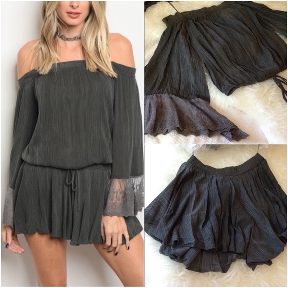 Trend Setter Diva Boutique Pants - 2 Piece set! Off shoulder w/ Lace top & shorts!